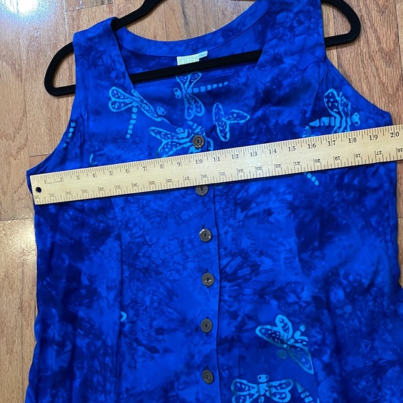 Spicy Bamboo Size Large Vintage Classic Summer Dress Midi Blue Button Down - Picture 8 of 12